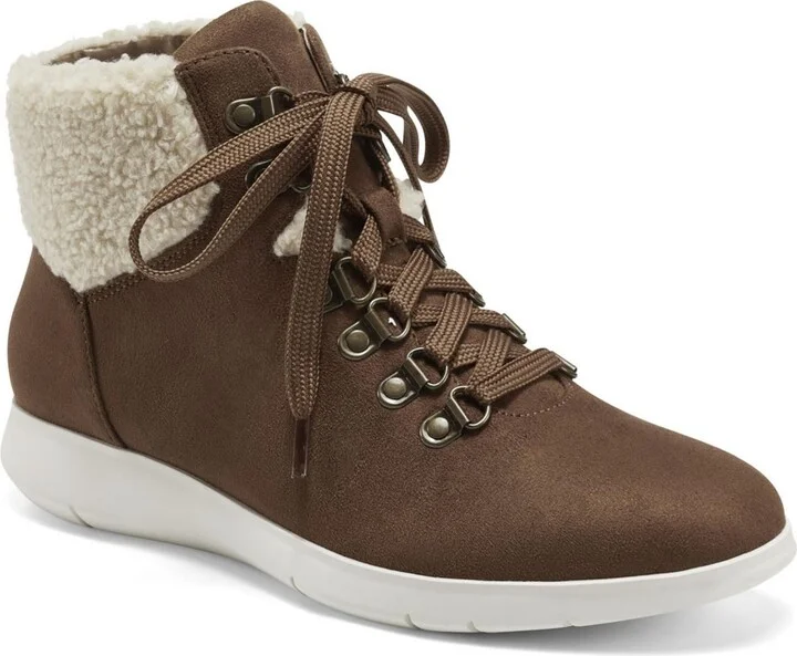 Frankie Womens Fax Leather Ankle Combat & Lace-up Boots