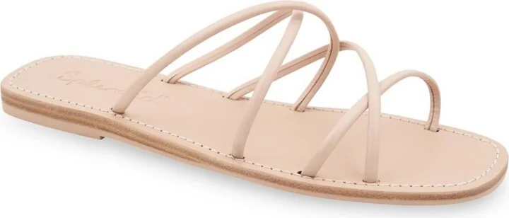 Frankie Womens Leather Criss-Cross Slide Sandals