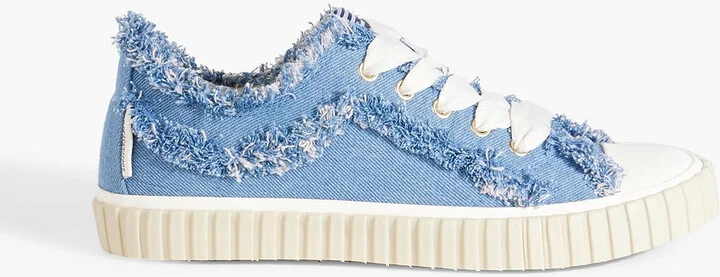 Frayed denim sneakers