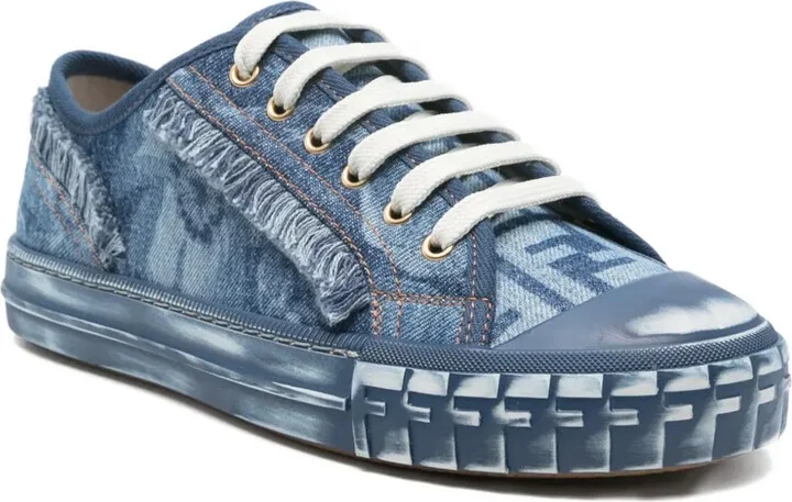 Frayed-Denim Trainers - Image 2
