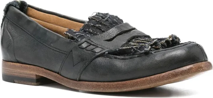 Frayed-Detail Leather Loafers - Image 2
