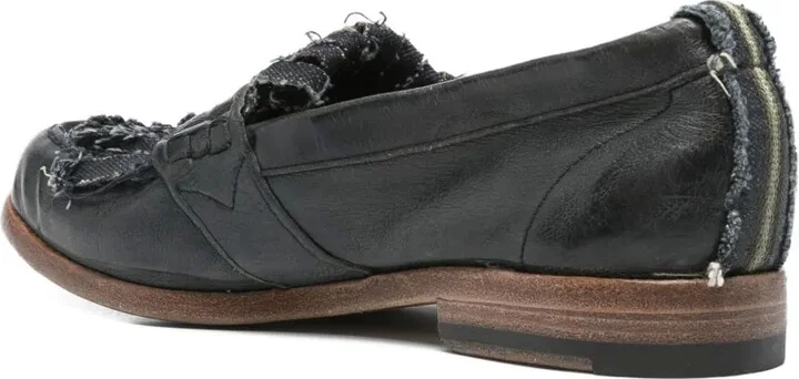 Frayed-Detail Leather Loafers - Image 3