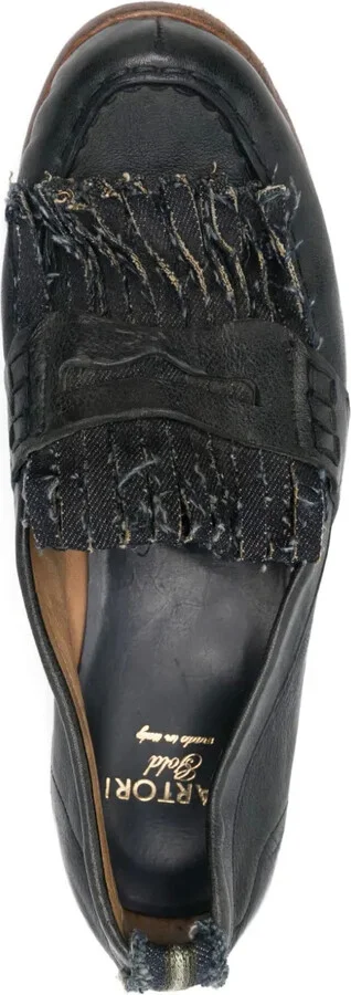 Frayed-Detail Leather Loafers - Image 4