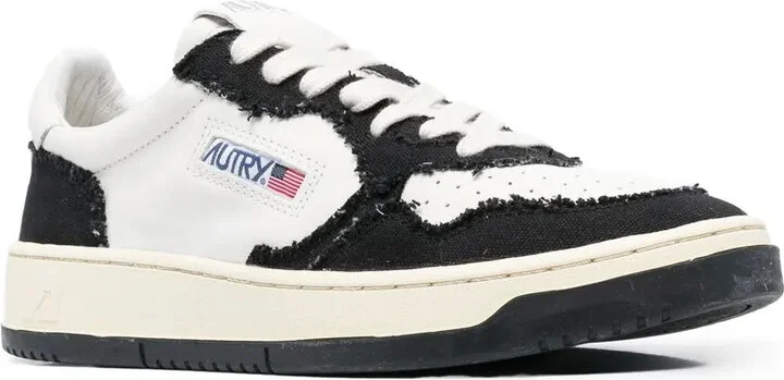 Frayed-Panels Lace-Up Sneakers - Image 2