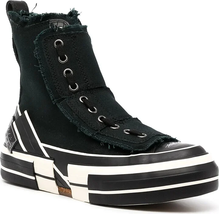 Frayed-Trimmed High-Top Sneakers - Image 2