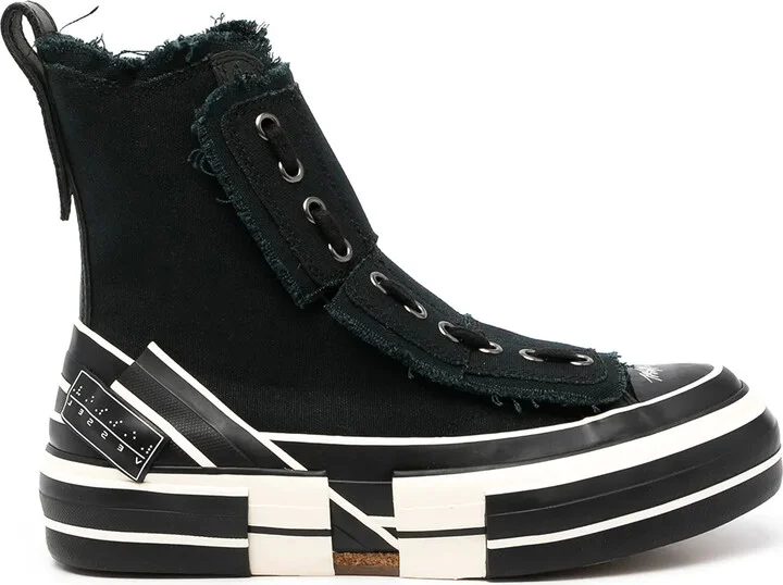 Frayed-Trimmed High-Top Sneakers