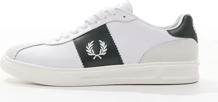 Fred Perry B4 leather and suede sneakers in white - Image 2