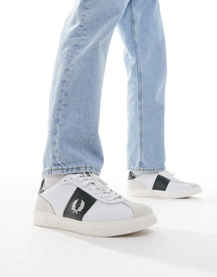 Fred Perry B4 leather and suede sneakers in white