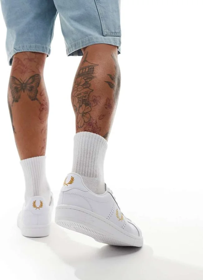Fred Perry B721 leather sneakers in white - Image 3
