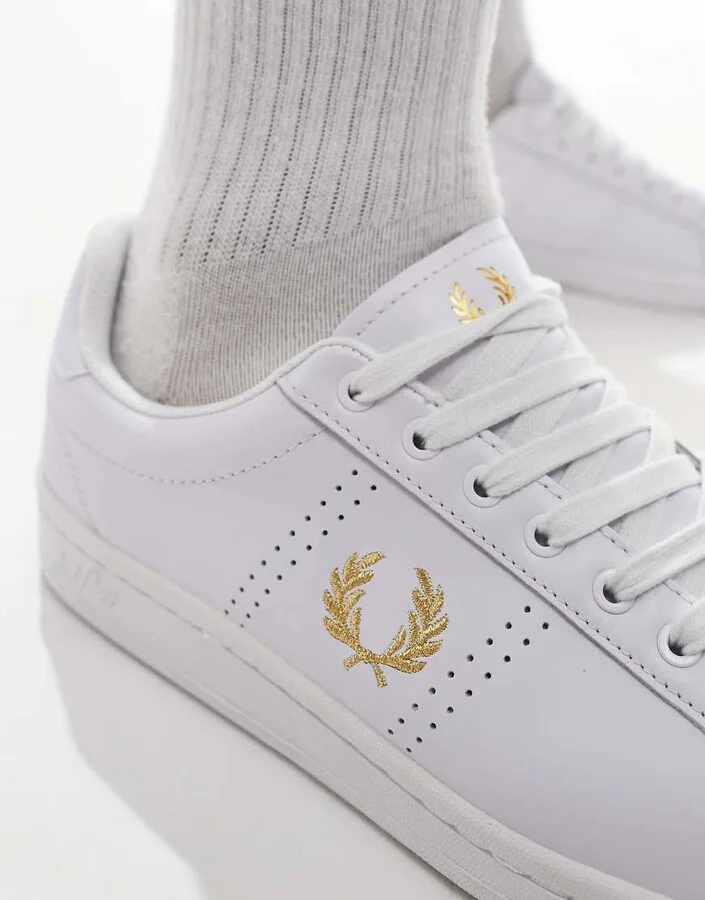 Fred Perry B721 leather sneakers in white - Image 4