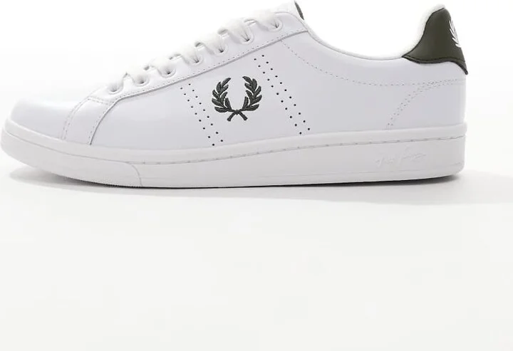 Fred Perry B721 leather sneakers in white and green - Image 2