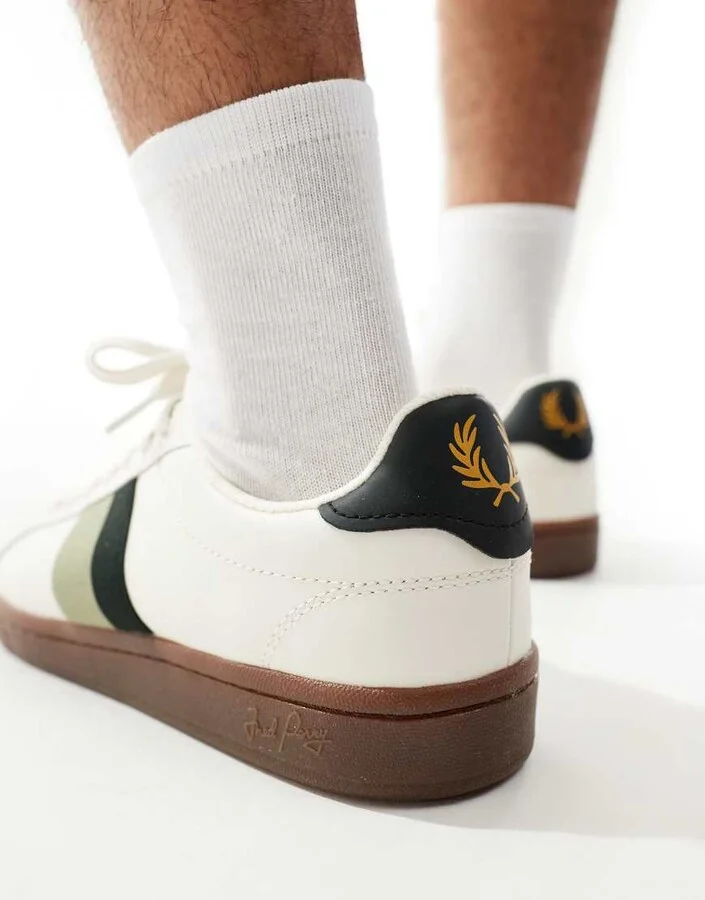 Fred Perry B721 leather tape detail sneakers in white - Image 3