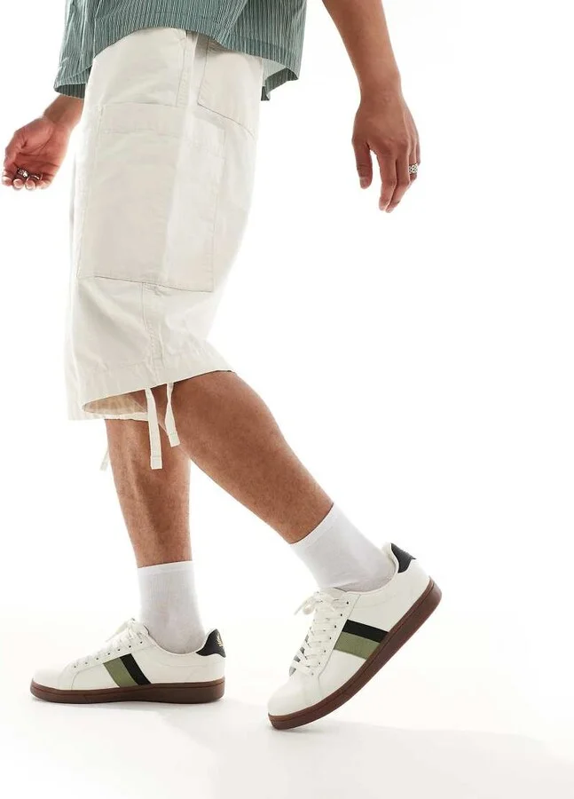 Fred Perry B721 leather tape detail sneakers in white - Image 4