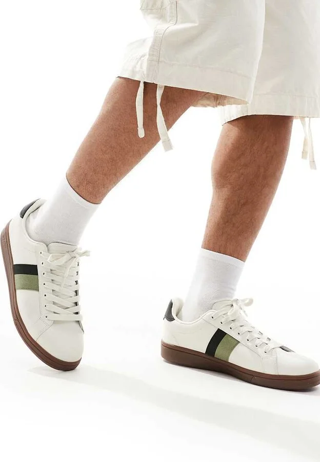 Fred Perry B721 leather tape detail sneakers in white