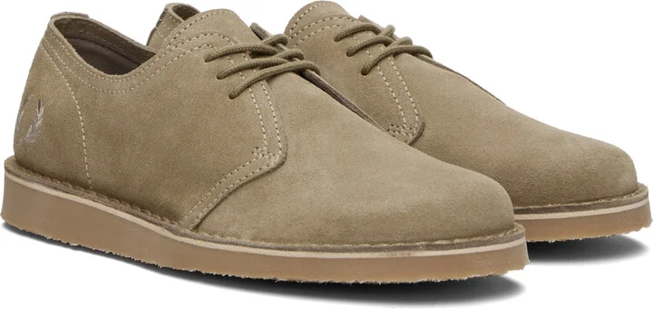 Fred Perry Khaki Linden Suede Derbys - Image 4