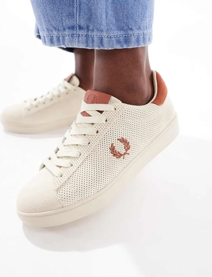 Fred Perry spencer suede sneakers in ecru - Image 3
