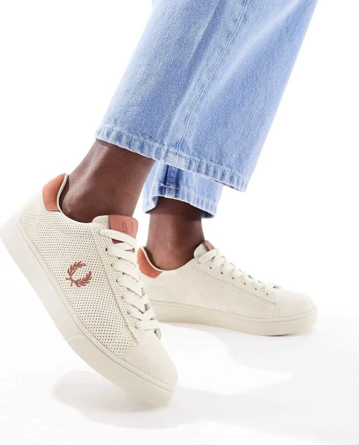 Fred Perry spencer suede sneakers in ecru
