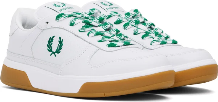 Fred Perry White & Green B300 Sneakers - Image 4