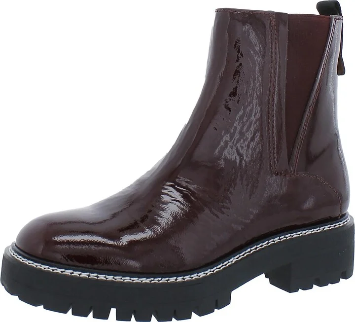 Freda Womens Patent Lug Sole Ankle Boots