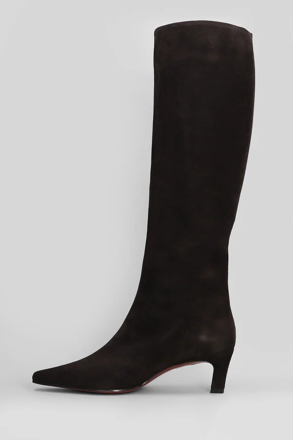 Fredine High Heels Boots In Dark Brown Suede - Image 3