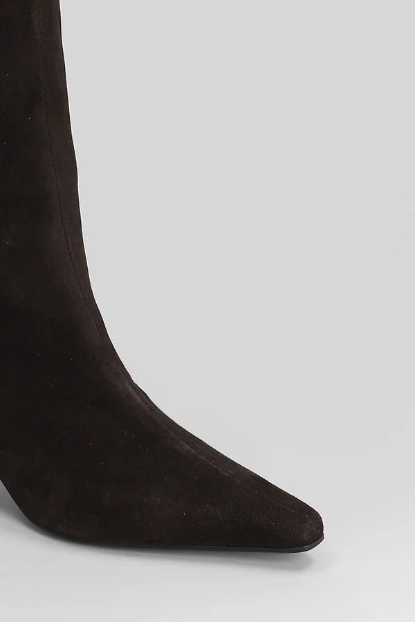 Fredine High Heels Boots In Dark Brown Suede - Image 5