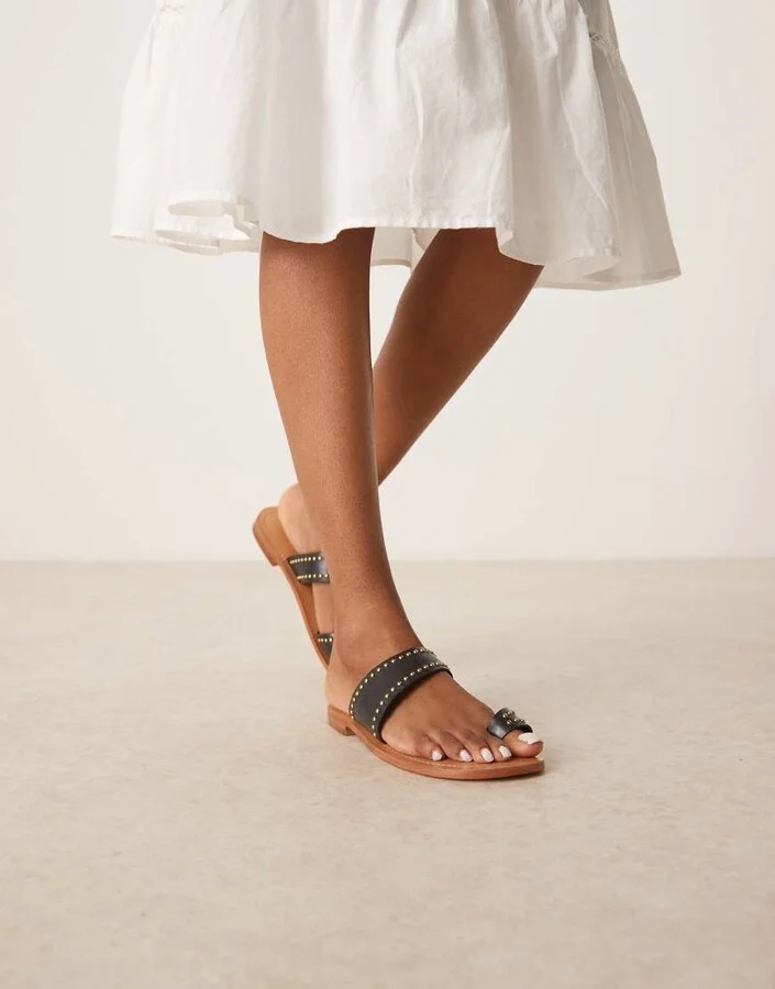 Free People amelie studded leather sandals in black - Image 2