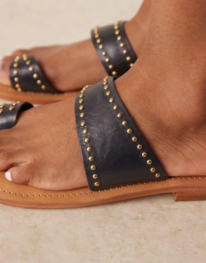 Free People amelie studded leather sandals in black - Image 3