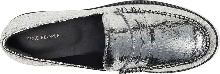 Free People Blanket Stitch Loafers Women's Shoes Pale Pewter Leather : EU 39 (US Women's 9) M, Leather/Rubber - Image 2