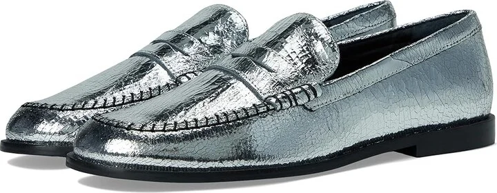 Free People Blanket Stitch Loafers Women's Shoes Pale Pewter Leather : EU 39 (US Women's 9) M, Leather/Rubber