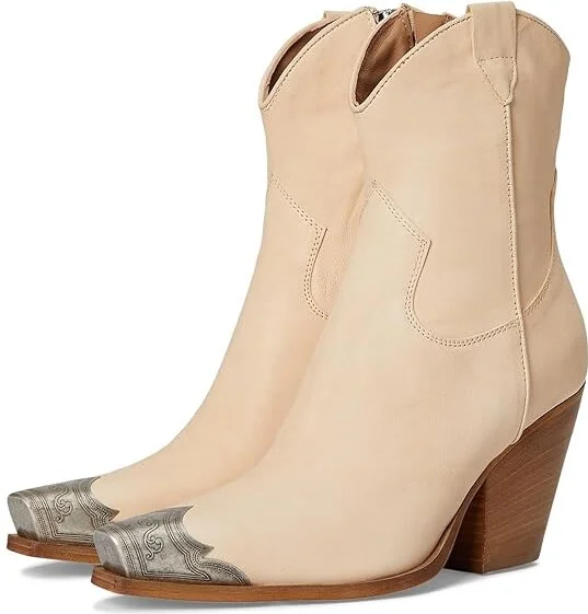 Free People Brayden Western Boots Women's Shoes Peach : EU 36 (US Women's 6) M, Leather