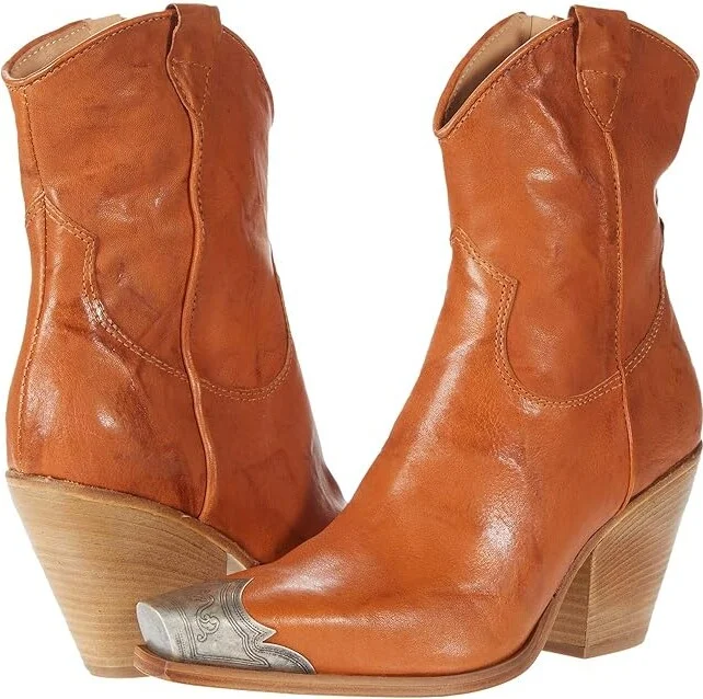 Free People Brayden Western Boots Women's Shoes Taupe : EU 38.5 (US Women's 8.5) M, Leather