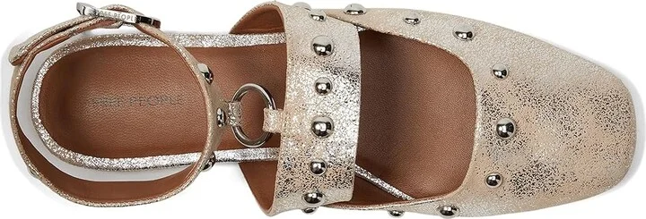 Free People Camille Mystic O-ring Flats Women's Dress Flat Shoes Champagne Foiled Sue : EU 38.5 (US Women's 8.5) M, Suede - Image 2