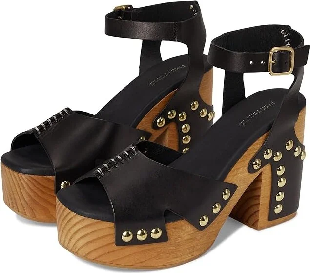 Free People Cecily Clog Women's Shoes Black : EU 41 (US Women's 11) M, Leather