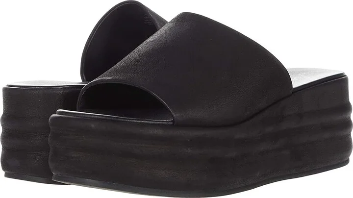 Free People Harbor Flatform Sandals Women's Shoes Black : EU 38.5 (US Women's 8.5) M, Leather