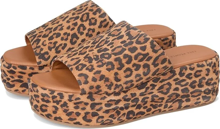 Free People Harbor Flatform Sandals Women's Shoes Leopard Suede : EU 39.5 (US Women's 9.5) M, Rubber