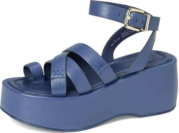 Free People Hazel Flatform Sandals Women's Dress Sandals Old School Indigo : EU 39 (US Women's 9) M, Leather - Image 5