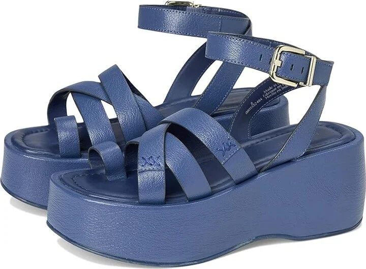 Free People Hazel Flatform Sandals Women's Dress Sandals Old School Indigo : EU 39 (US Women's 9) M, Leather