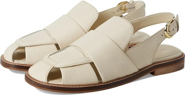 Free People Libby Fisher Flat Women's Wedge Shoes Chalk : EU 37 (US Women's 7) M, Leather