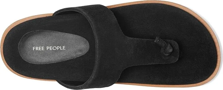 Free People Mika Footbed Sandal Women's Wedge Shoes Black Suede : EU 36 (US Women's 6) M - Image 2