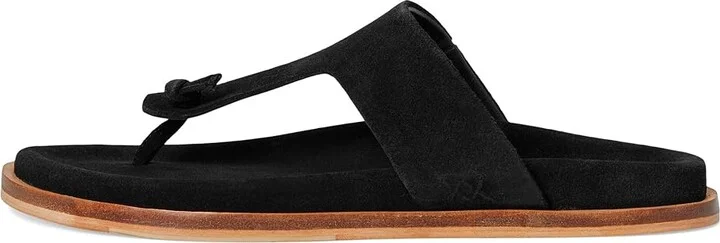 Free People Mika Footbed Sandal Women's Wedge Shoes Black Suede : EU 36 (US Women's 6) M - Image 6