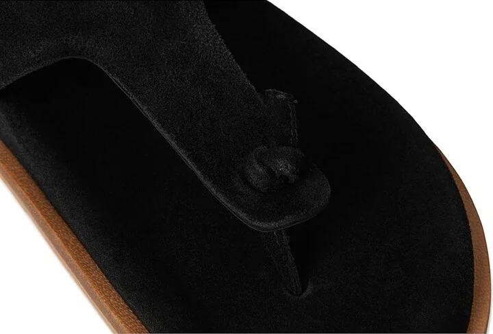 Free People Mika Footbed Sandal Women's Wedge Shoes Black Suede : EU 36 (US Women's 6) M - Image 7