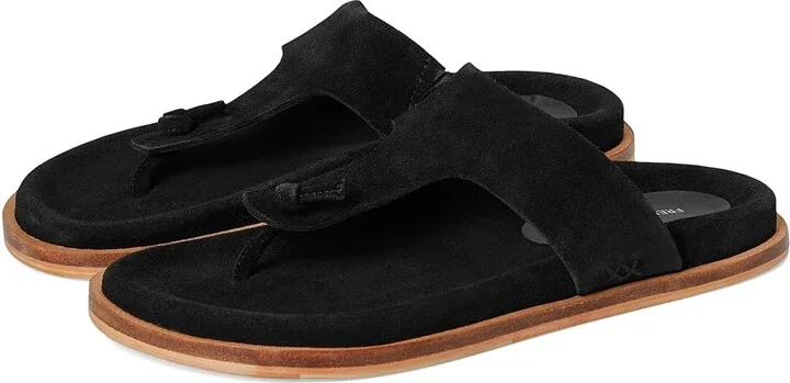 Free People Mika Footbed Sandal Women's Wedge Shoes Black Suede : EU 36 (US Women's 6) M
