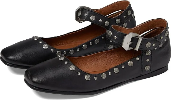 Free People Mystic Mary Jane Flat Women's Shoes Black : EU 36 (US Women's 6) M, Leather