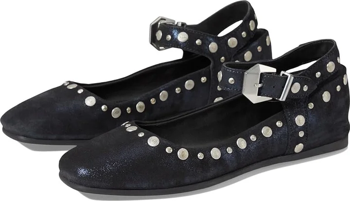 Free People Mystic Mary Jane Flat Women's Shoes Bright Navy Metallic : EU 36.5 (US Women's 6.5) M, Leather