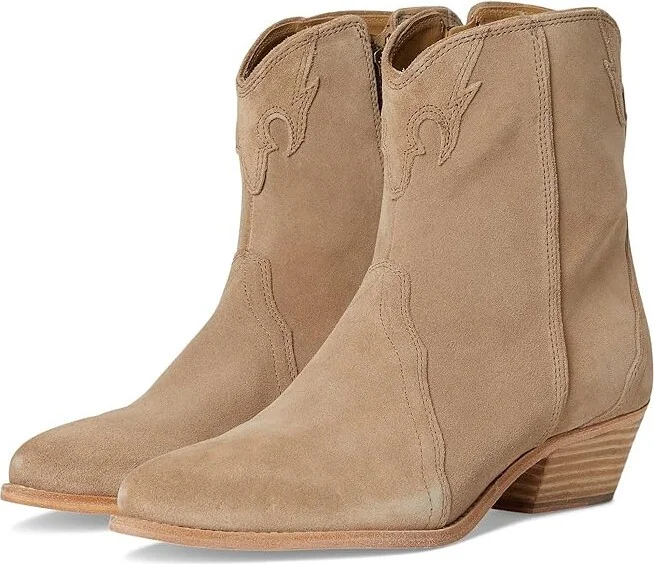 Free People New Frontier Western Boot Women's Shoes Oyster Suede : EU 38 (US Women's 8) M, Leather