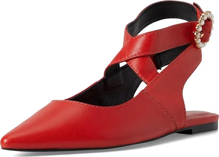Free People Parisa Point Flat Women's Shoes Red : EU 37.5 (US Women's 7.5) M, Leather - Image 5