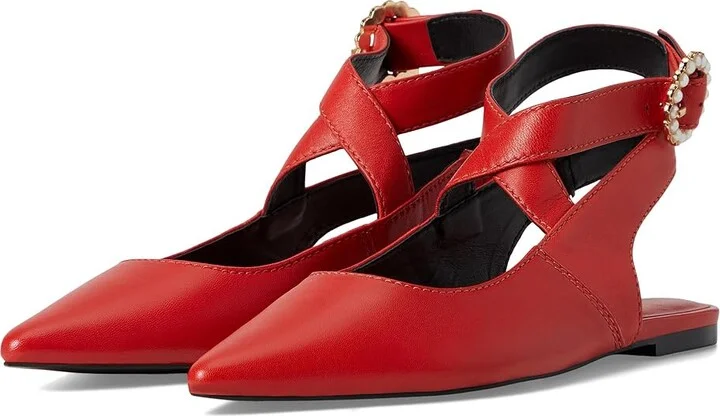 Free People Parisa Point Flat Women's Shoes Red : EU 37.5 (US Women's 7.5) M, Leather