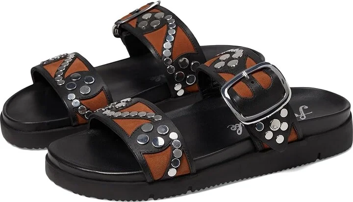 Free People Revelry Studded Sandal Women's Shoes Black/Tan : EU 37 (US Women's 7) M, Leather