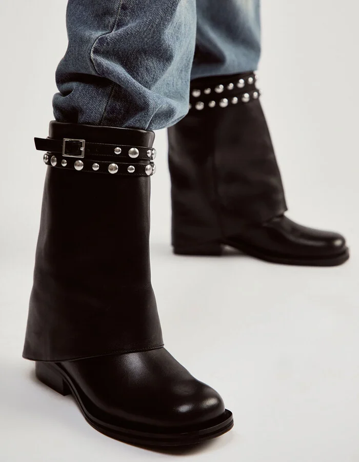 FREE PEOPLE Scorpio Womens Studded Foldover Boots - Image 6