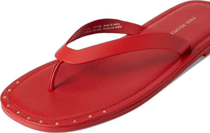 Free People Sona Thong Sandal Women's Wedge Shoes Salsa : EU 41 (US Women's 11) M, Leather - Image 7
